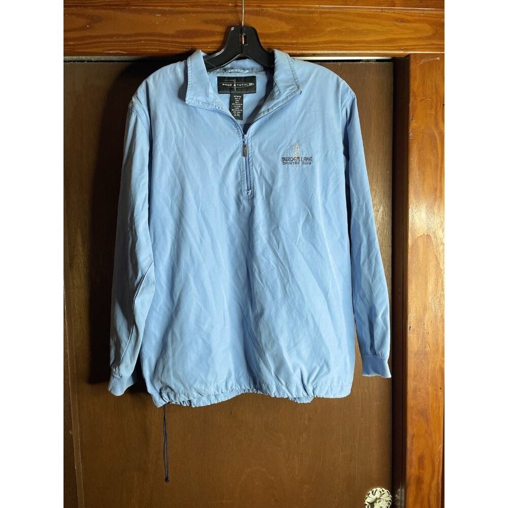 Page & Tuttle Windbreaker Zip Jacket Coat Burden Lake Country Club Medium Blue